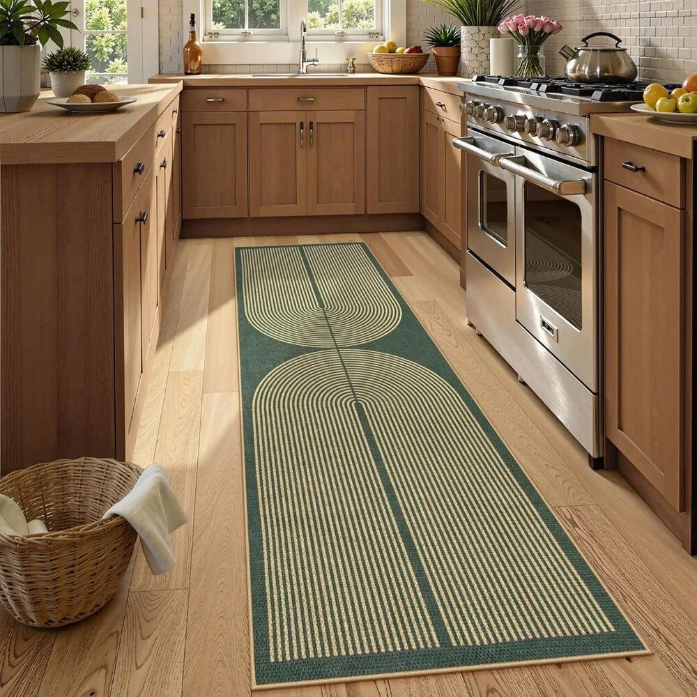 New Modern Rainbow Easy Jute Kitchen Runner, 2x8 Indoor Outdoor Runner Rug